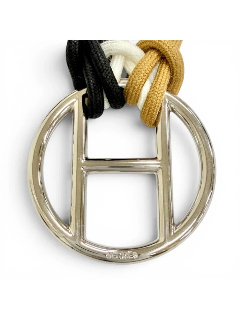 Hermes Sash Belt Silver Motif String 3 Colors Black White Brown Recommended
